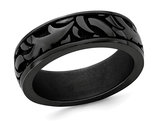 Men's Black Titanium 7mm Pattern Band Ring